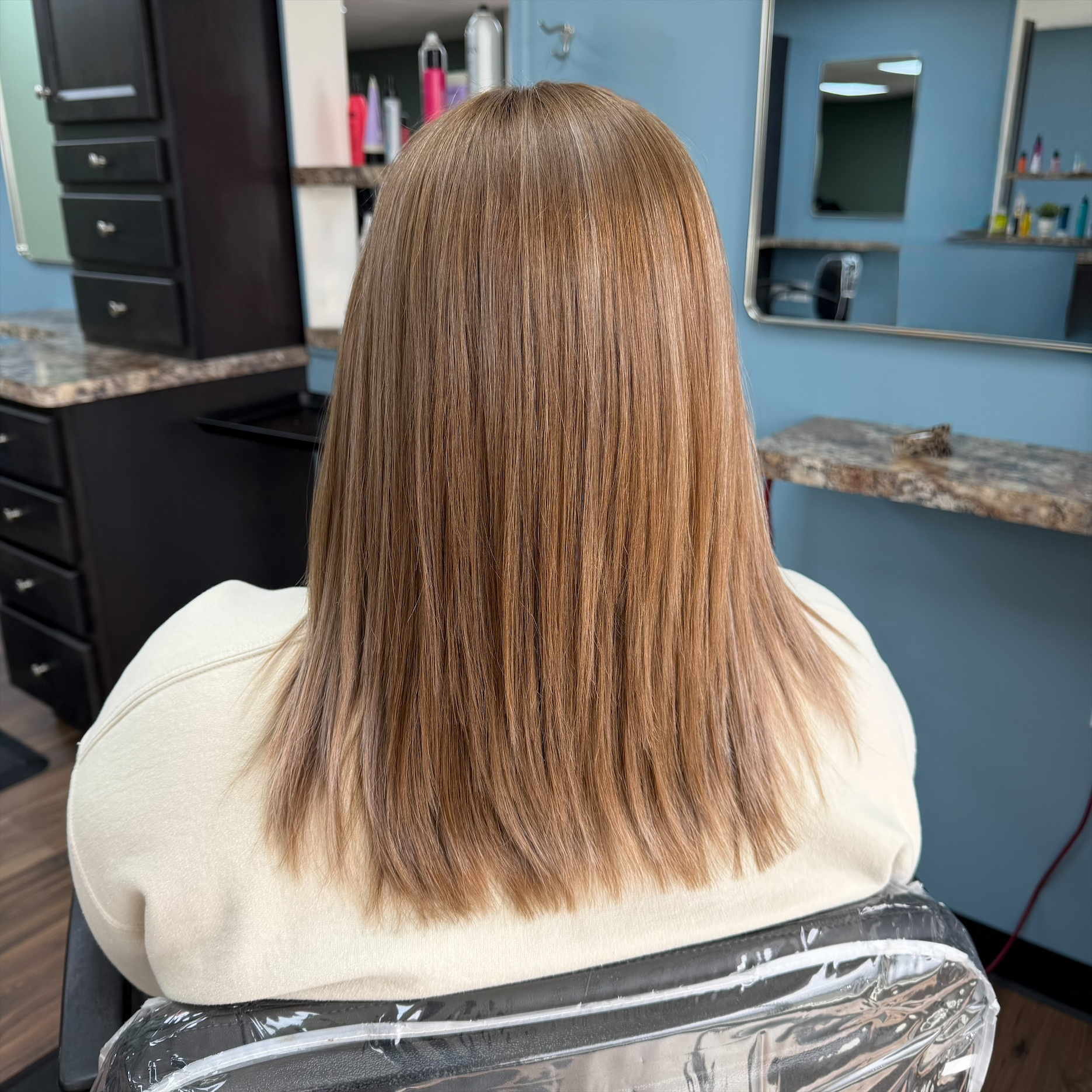 Smooth dimensional brunette color at Favero's Hair Salon