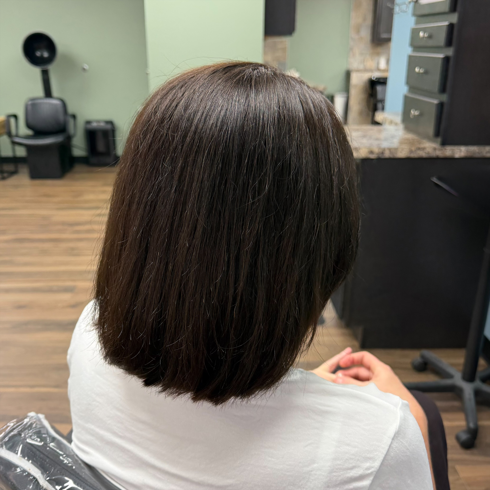 Polished brunette bob at Favero's Hair Salon